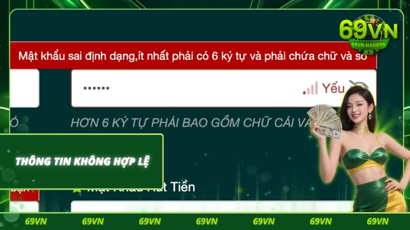 Đăng ký 69VN hãy đảm bảo thông tin tài khoản được cài đặt đúng quy định