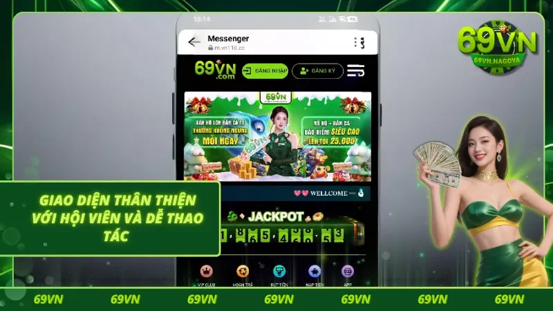 Giao diện app 69VN thân thiện trên điện thoại
